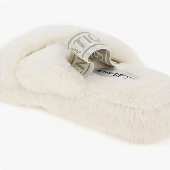 BCBGENERATION Women's Soffi Faux Fur Slippers shoes- Ivory -Size 10 New - Picture 6 of 10